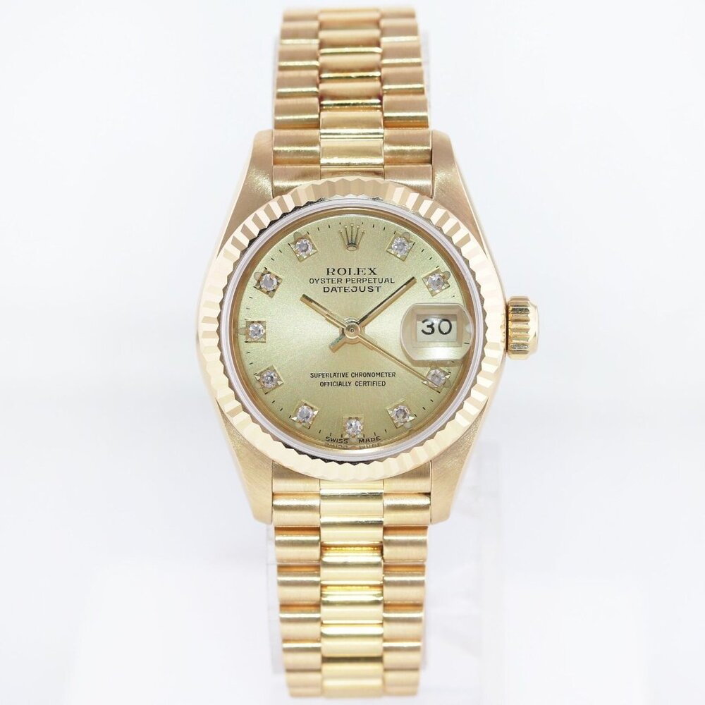 MINT! Rolex Champagne 26mm Diamond Dial Factory Watch w/ Box